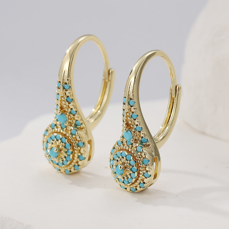 Pendientes Racimo Turquesa Valenne | Oro