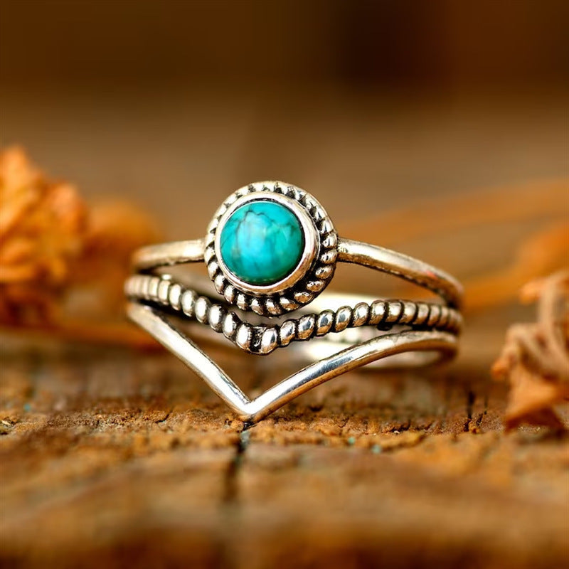 Anillo Cuentas Turquesa Velora | Oro