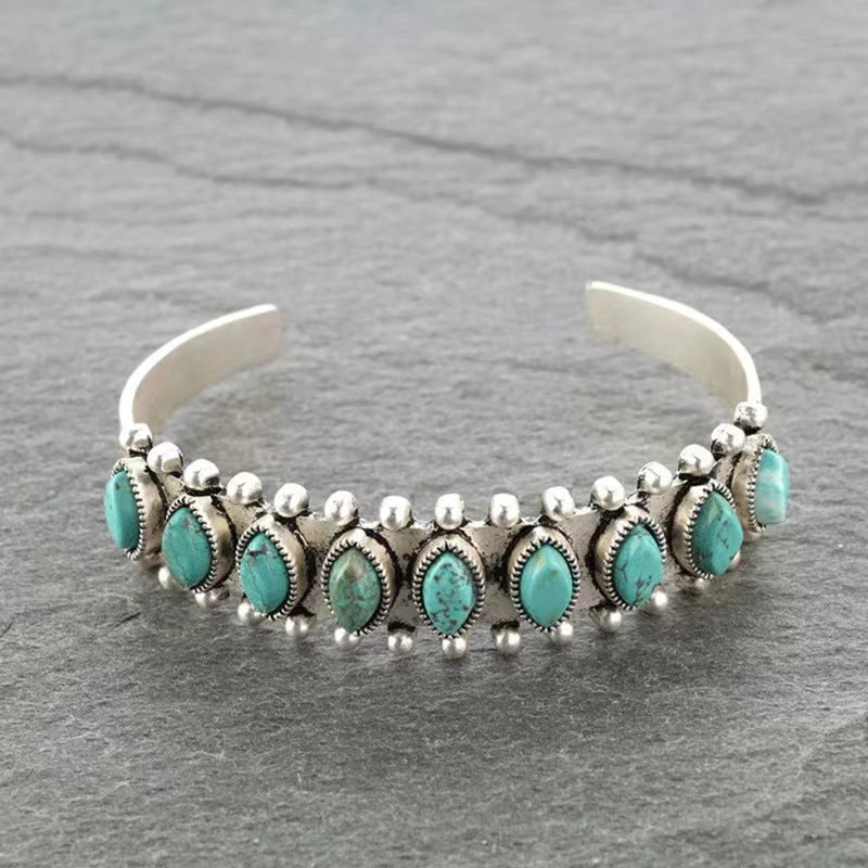 Pulsera Cuff Turquesa Azmira | Oro Blanco