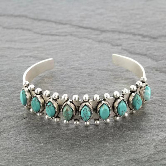 Pulsera Cuff Turquesa Azmira | Oro Blanco