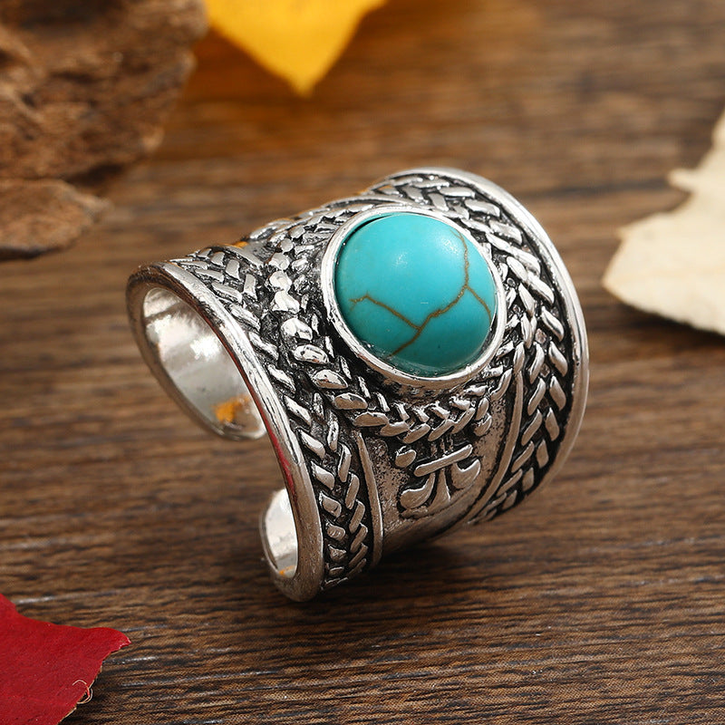 Anillo Abierto Piedra Ravik | Oro Blanco