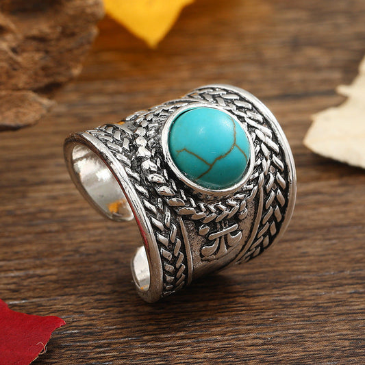 Anillo Abierto Piedra Ravik | Oro Blanco