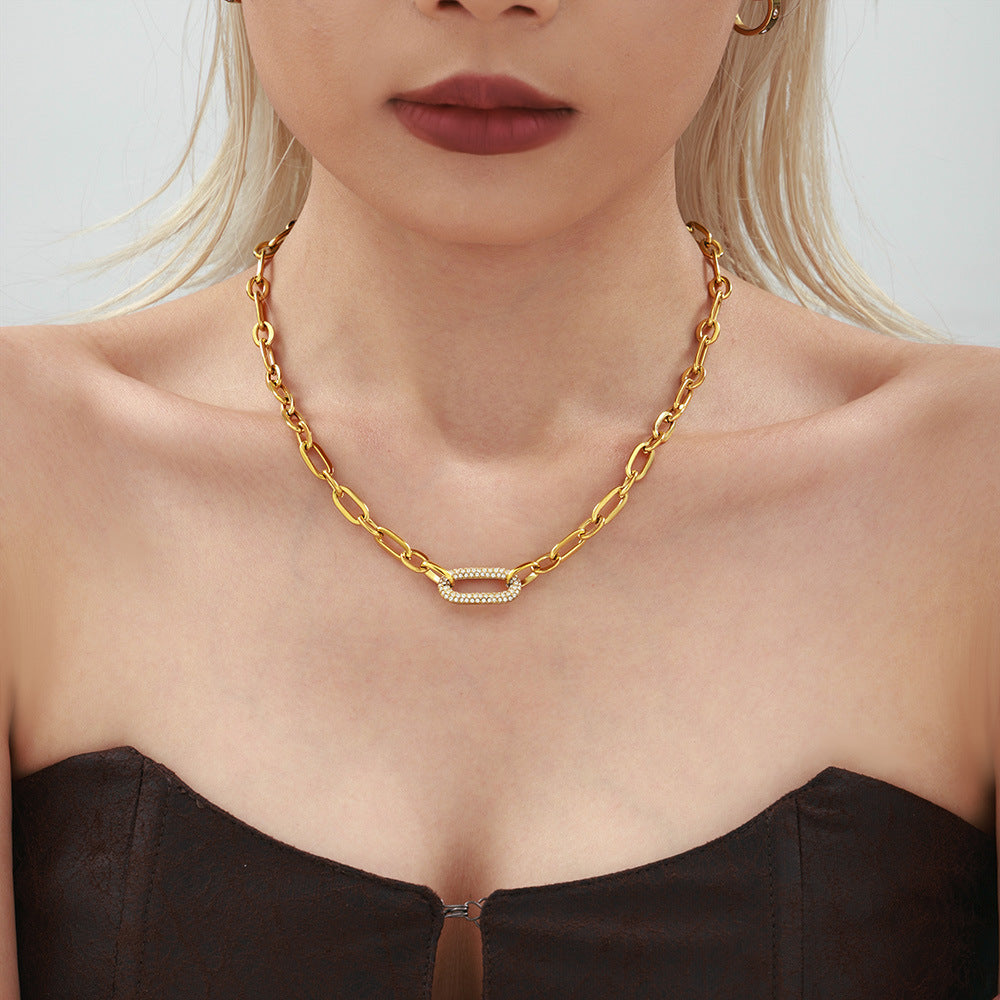 Set Joya Cadena Gruesa Pavé | Oro