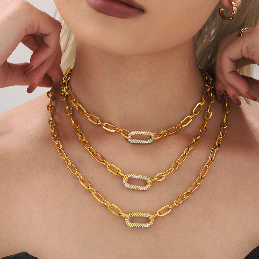Set Joya Cadena Gruesa Pavé | Oro