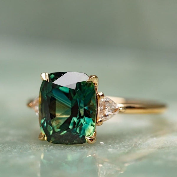 Anillo Piedra Verde Estilo Vintage | Oro