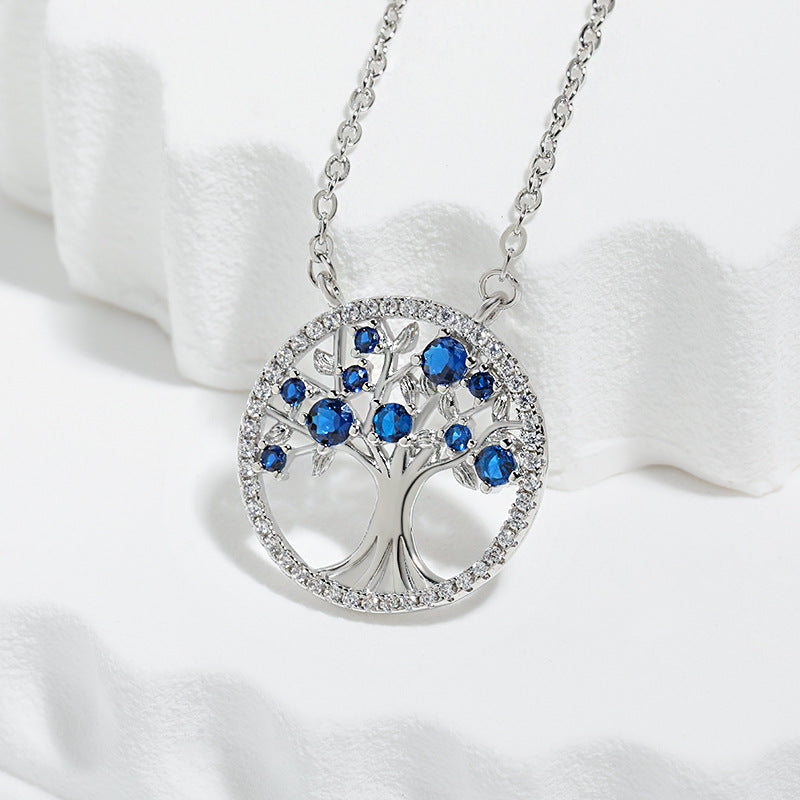Collar Árbol de la Vida Zafiro | Oro Blanco