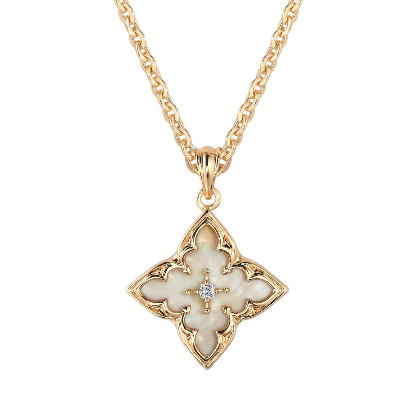Collar Colgante Trébol Azul | Oro
