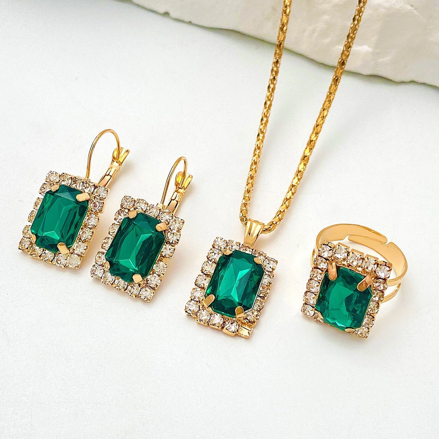 Set de Joyas Sylvara Greenveil | Oro Blanco