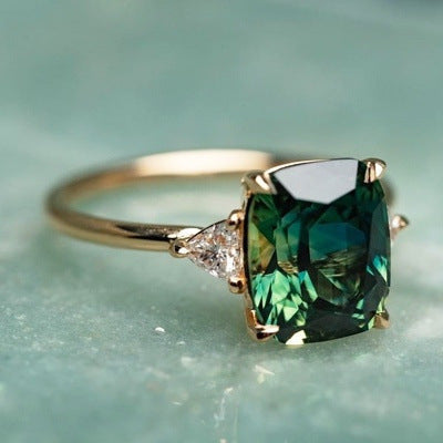Anillo Piedra Verde Estilo Vintage | Oro