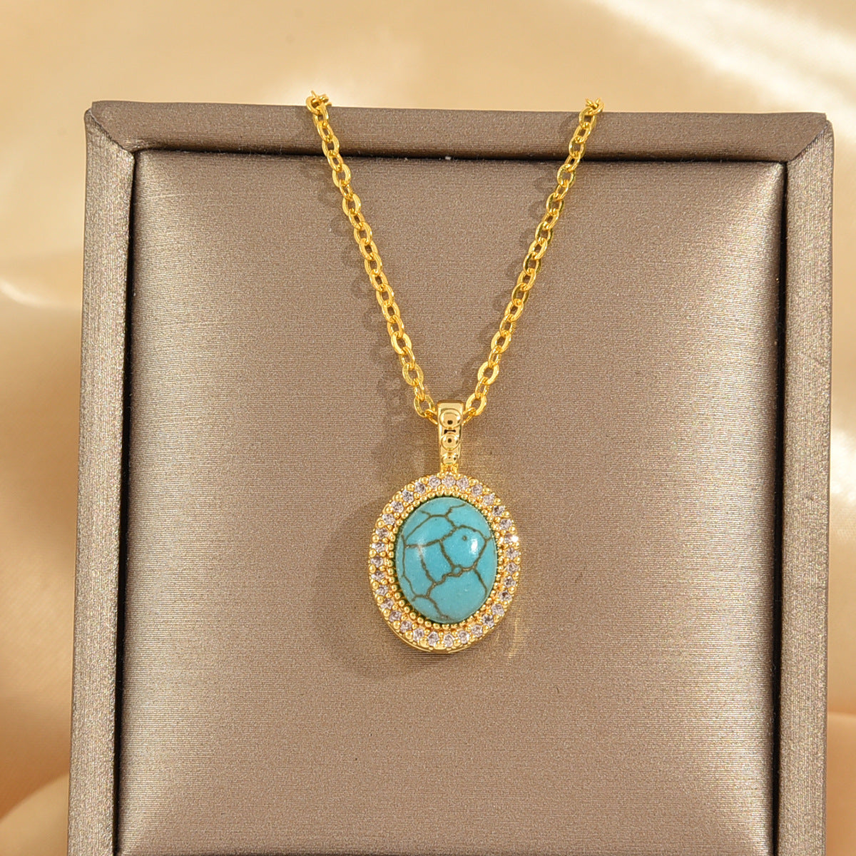Collar Flor Azul Calysse | Oro