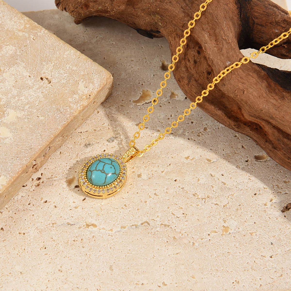 Collar Flor Azul Calysse | Oro
