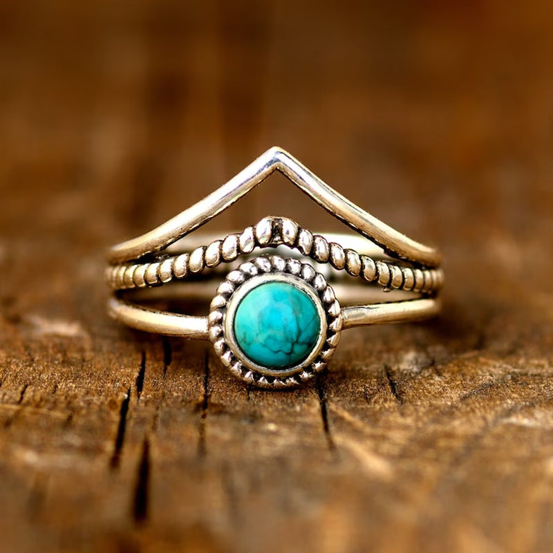 Anillo Cuentas Turquesa Velora | Oro
