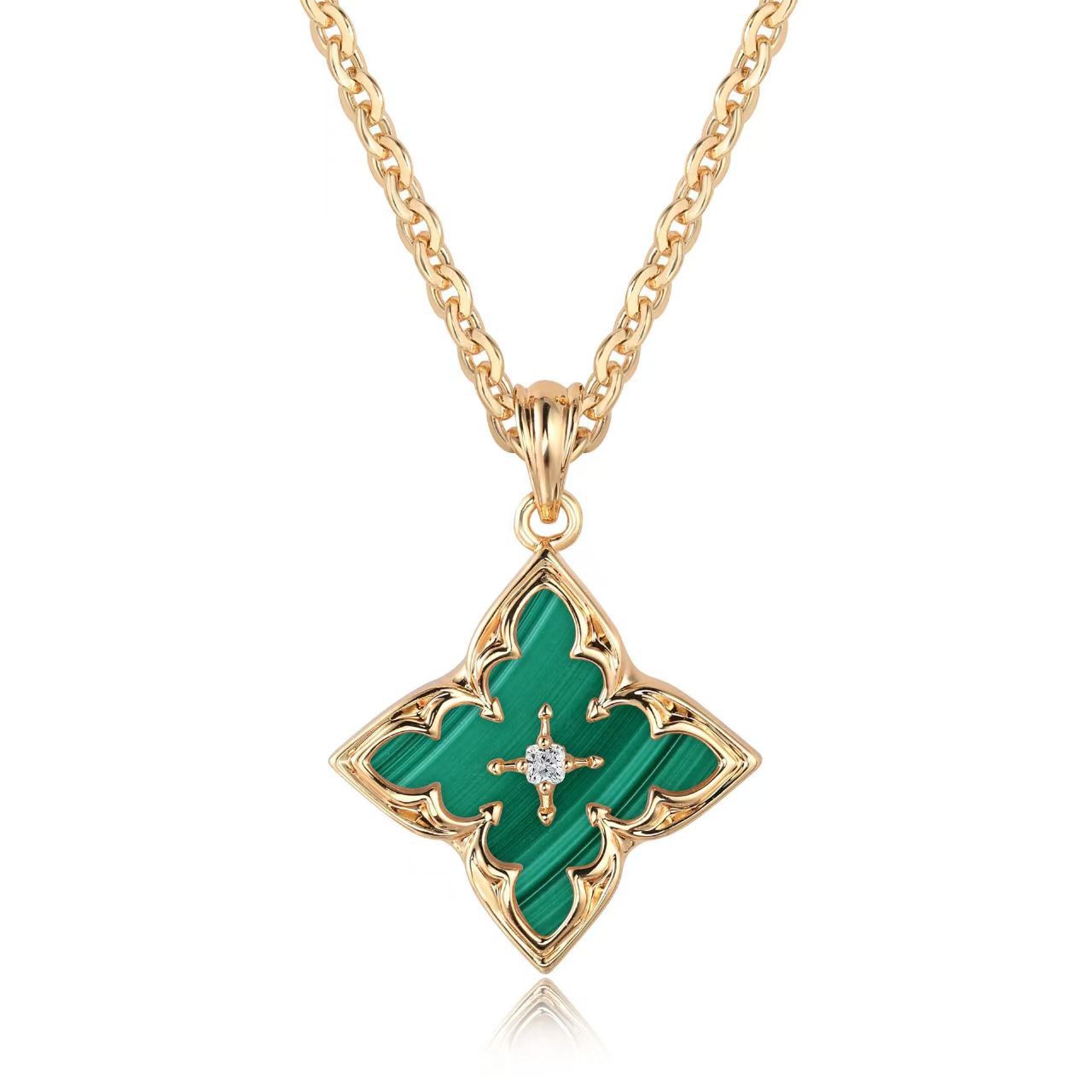 Collar Colgante Trébol Azul | Oro