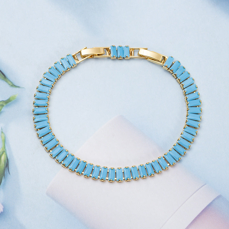 Pulsera Tenis Vertéa Turquesa | Oro