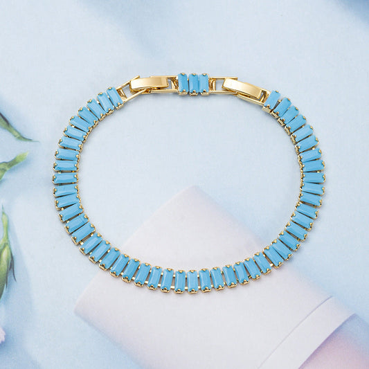 Pulsera Tenis Vertéa Turquesa | Oro