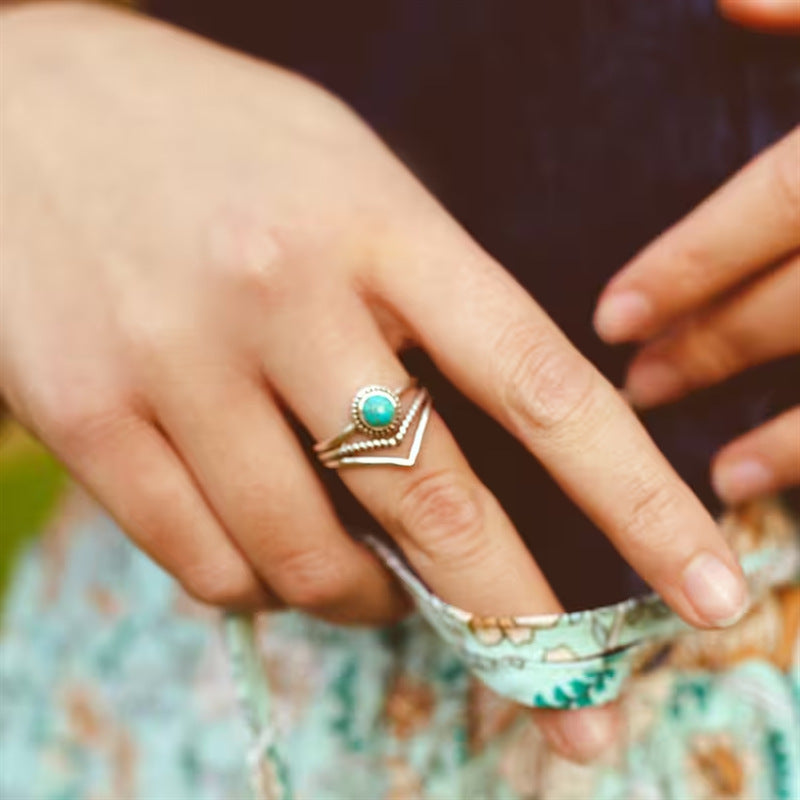 Anillo Cuentas Turquesa Velora | Oro