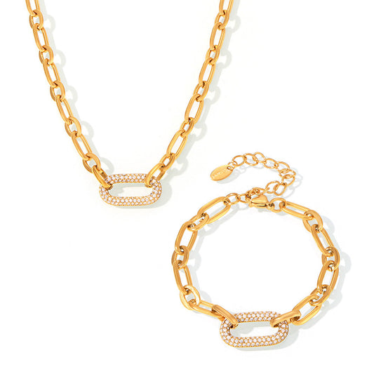 Set Joya Cadena Gruesa Pavé | Oro