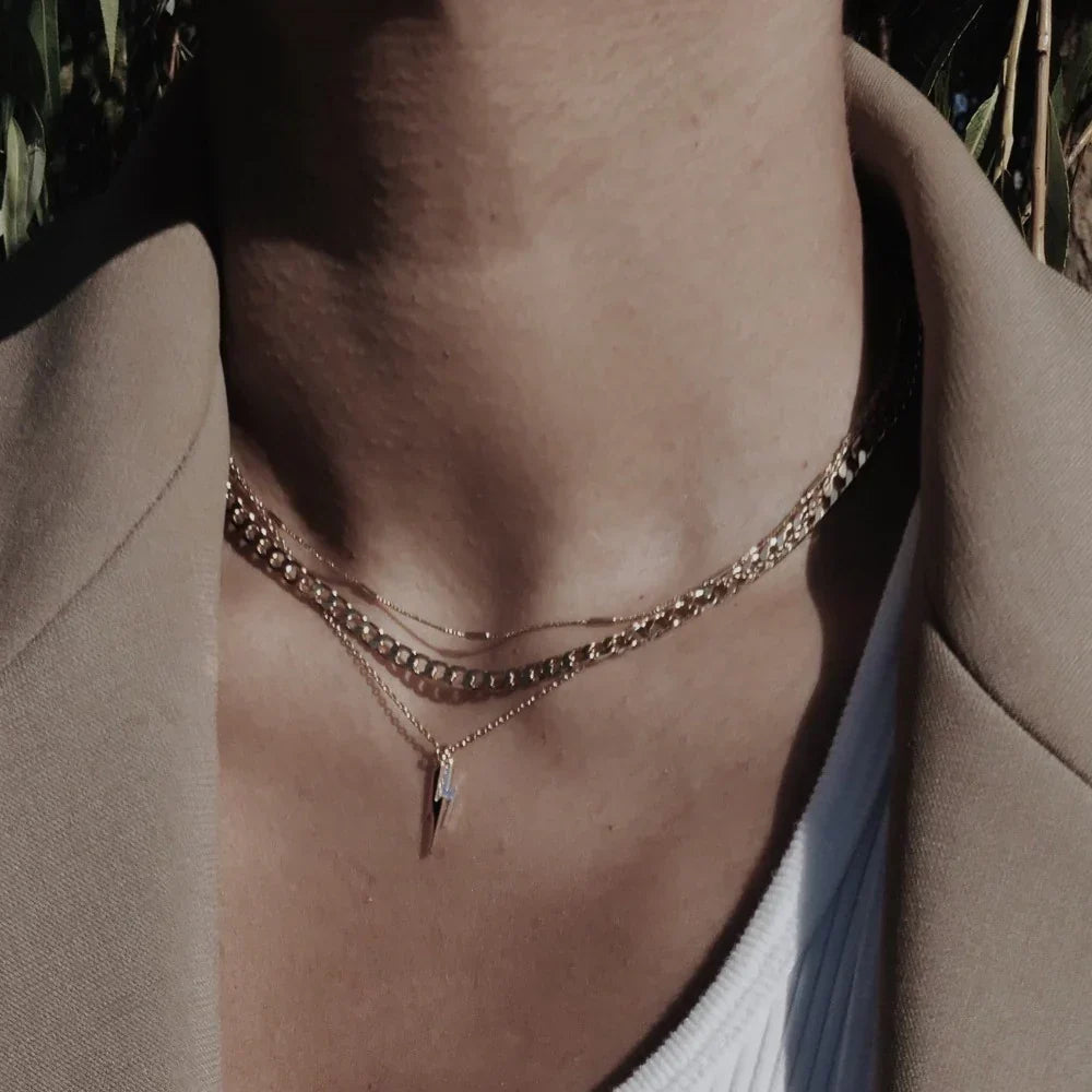 Collar Cadena Eslabón Plana | Oro