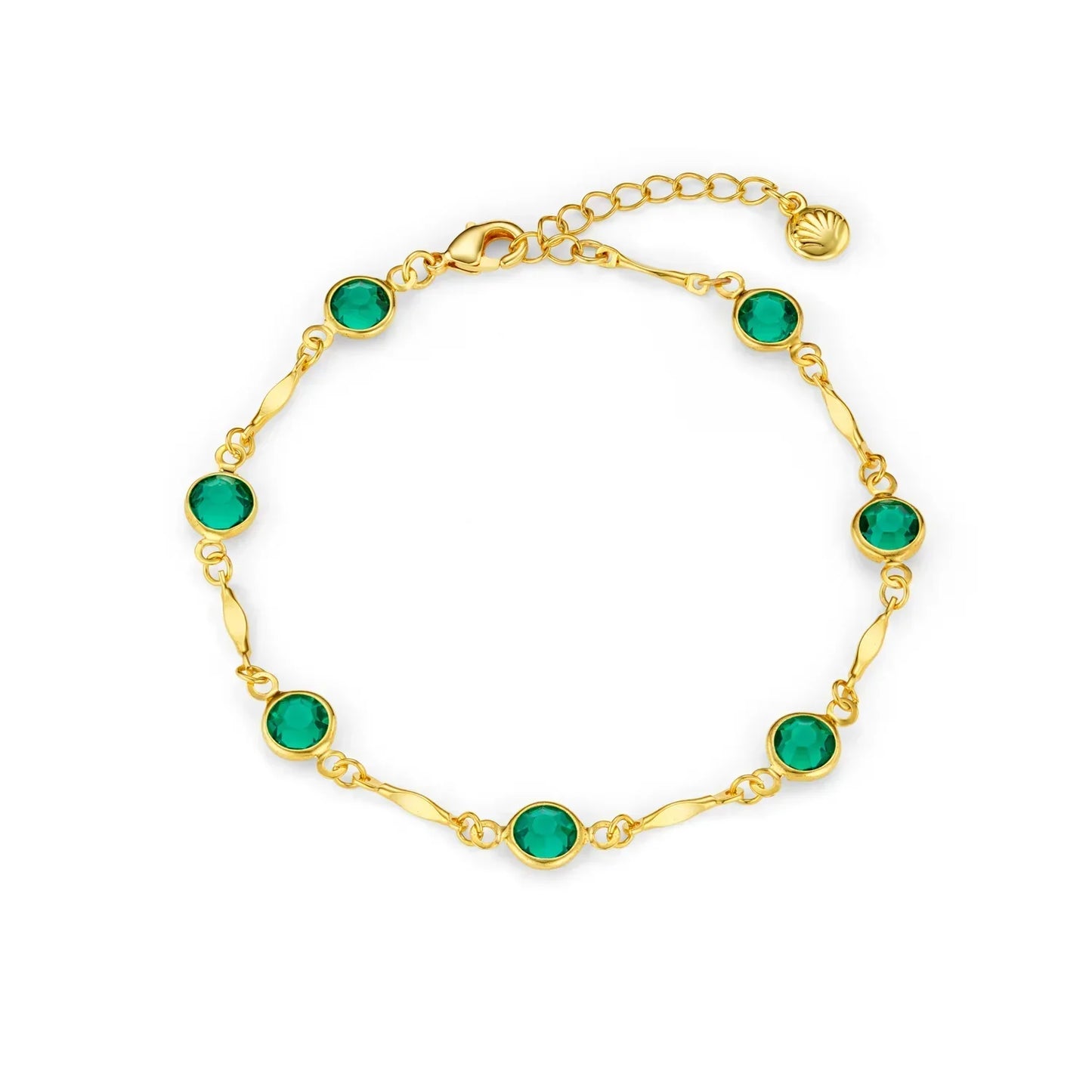 Pulsera Cadena Eslabón Esmeralda | Oro