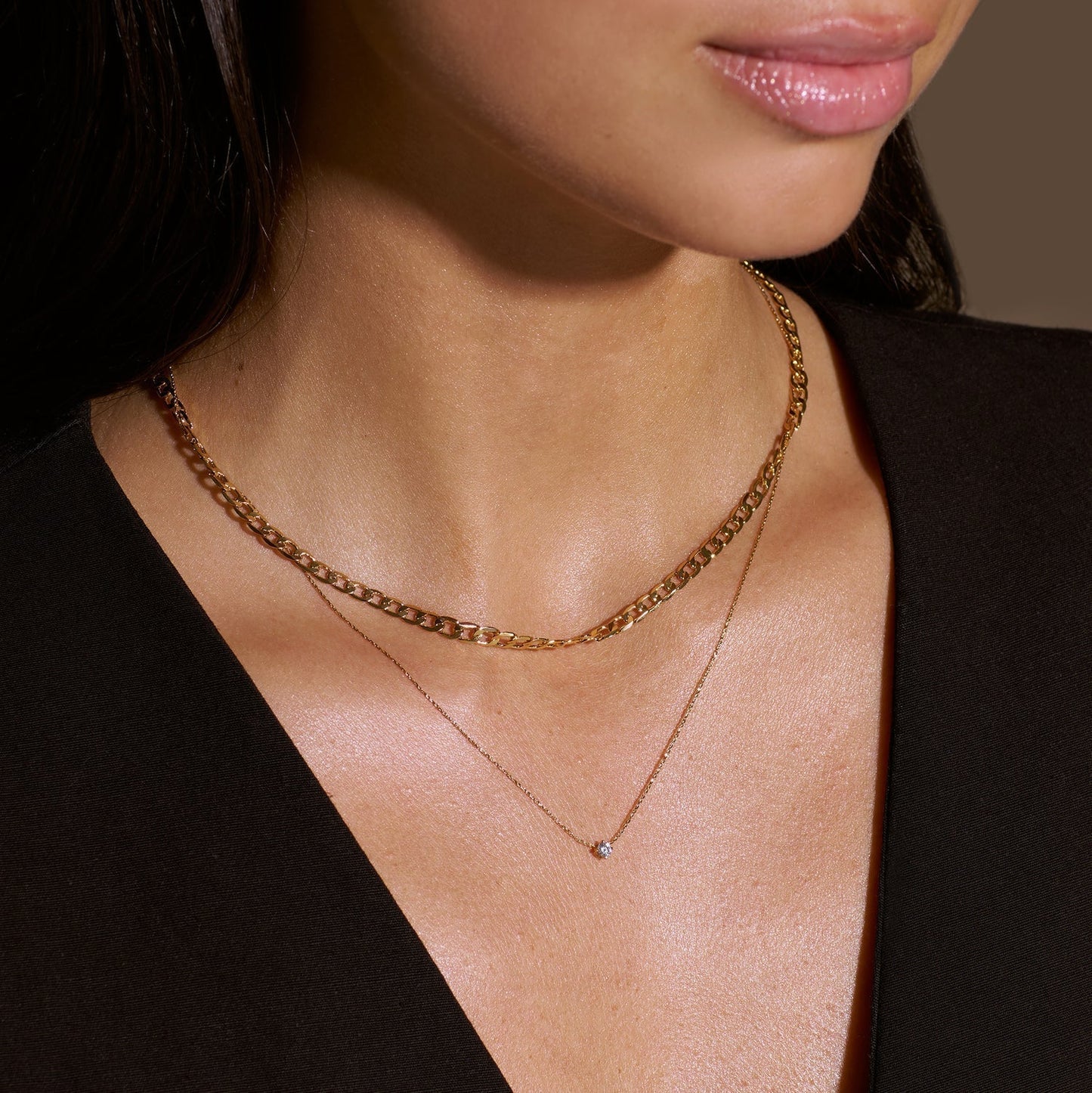 Collar Cadena Eslabón Plana | Oro