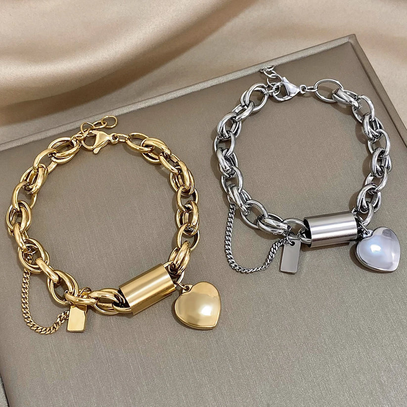 Pulsera Gruesa Heartened | Oro