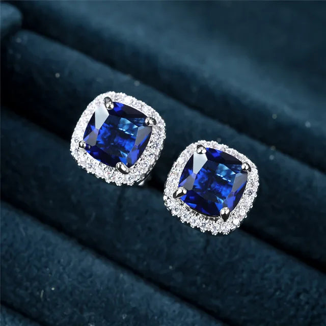 Pendientes Studs Cuadrados Saphir | Oro Blanco