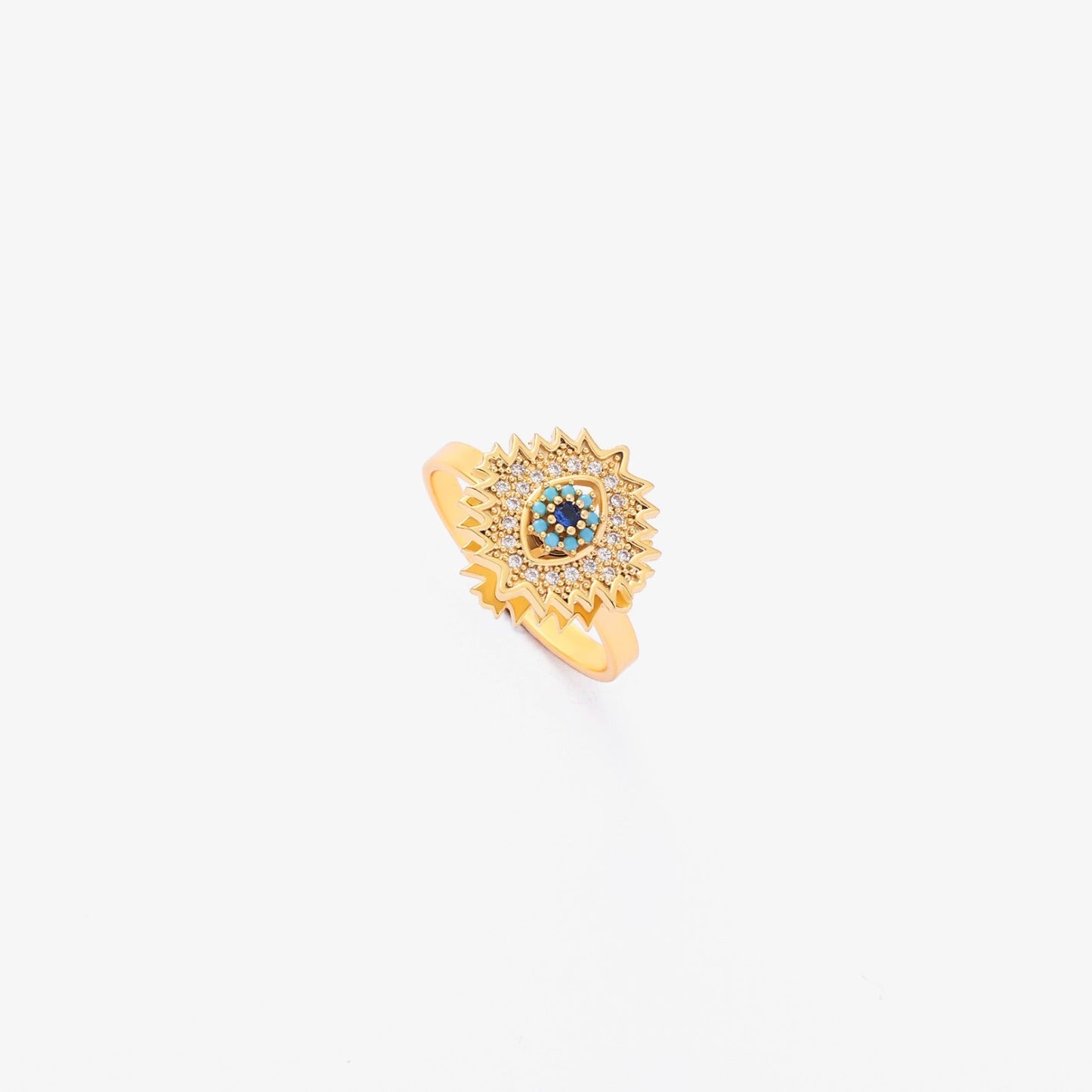 Anillo Giratorio Sunburst Zafiro | Oro
