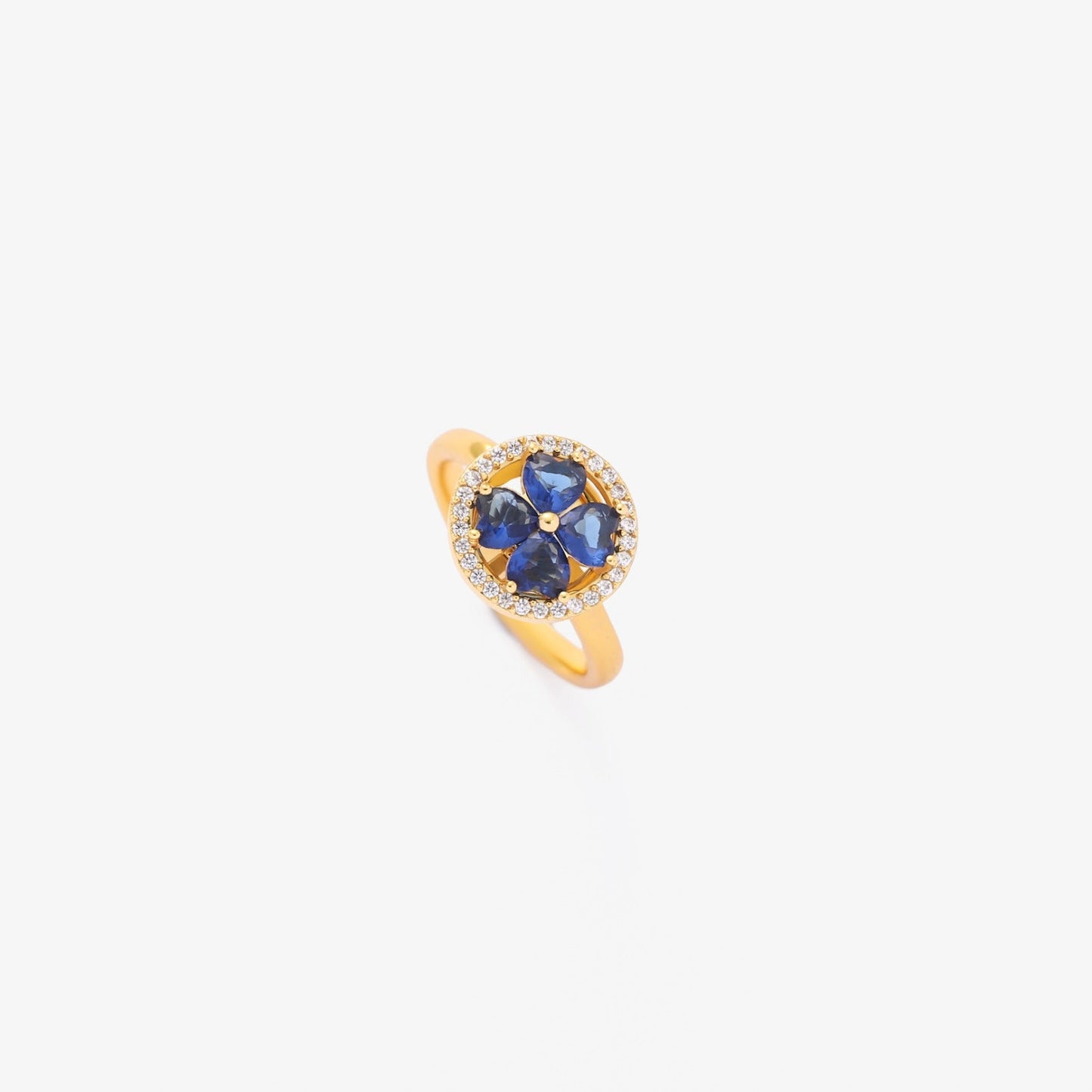 Anillo Giratorio Corazones Zafiro | Oro