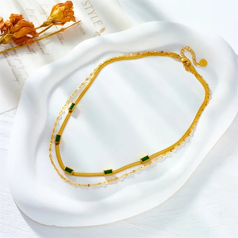 Collar Retro Doble Capa Sorella Gem | Oro