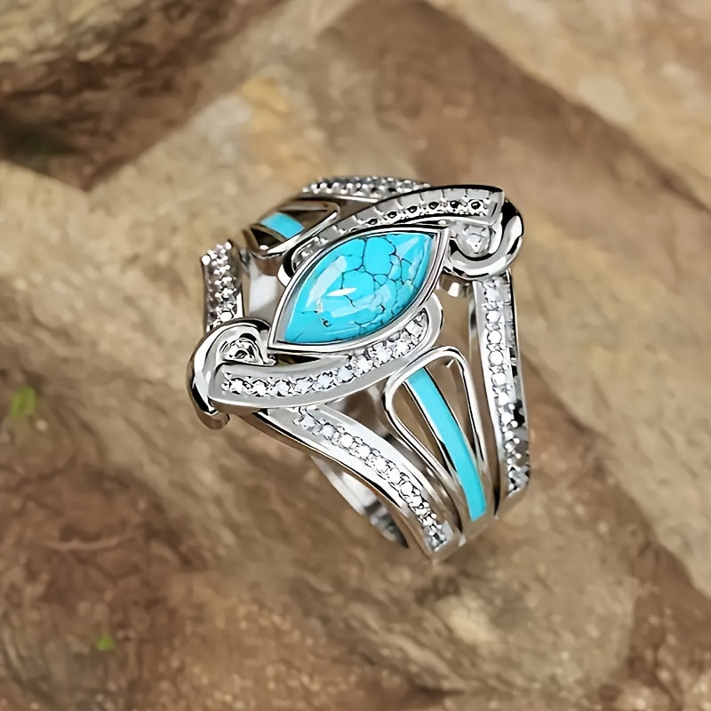 Anillo Statement Marquesa Turquesa | Oro Blanco