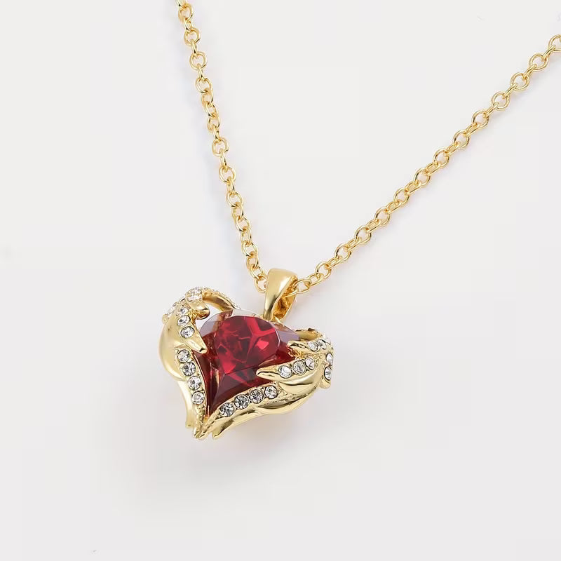 Collar Corazón Rubí Ángel | Oro