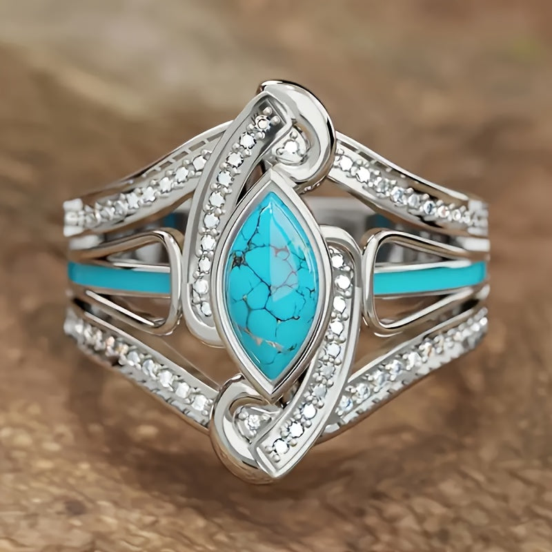Anillo Statement Marquesa Turquesa | Oro Blanco