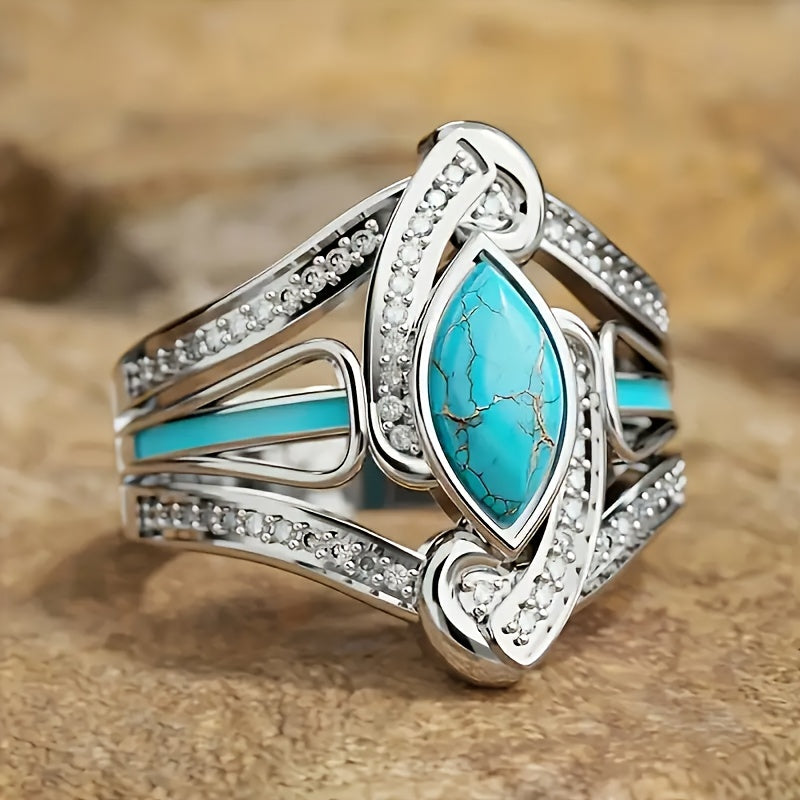 Anillo Statement Marquesa Turquesa | Oro Blanco