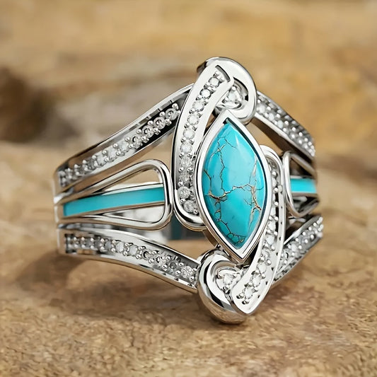Anillo Statement Marquesa Turquesa | Oro Blanco