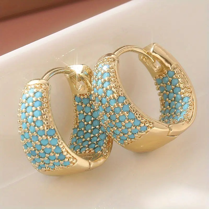 Aros de Turquesa Dorada | Oro