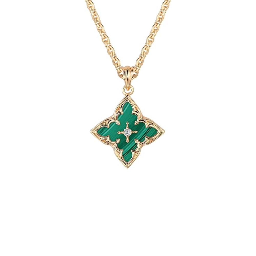 Collar Colgante Trébol Esmeralda | Oro