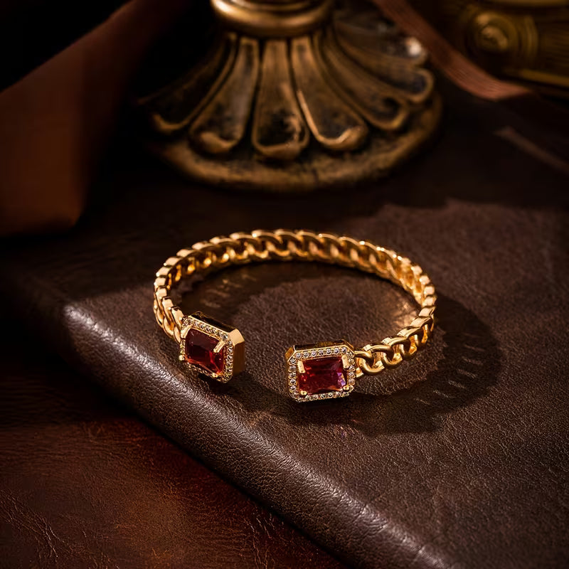 Pulsera Abierta Veloria Rubí | Oro