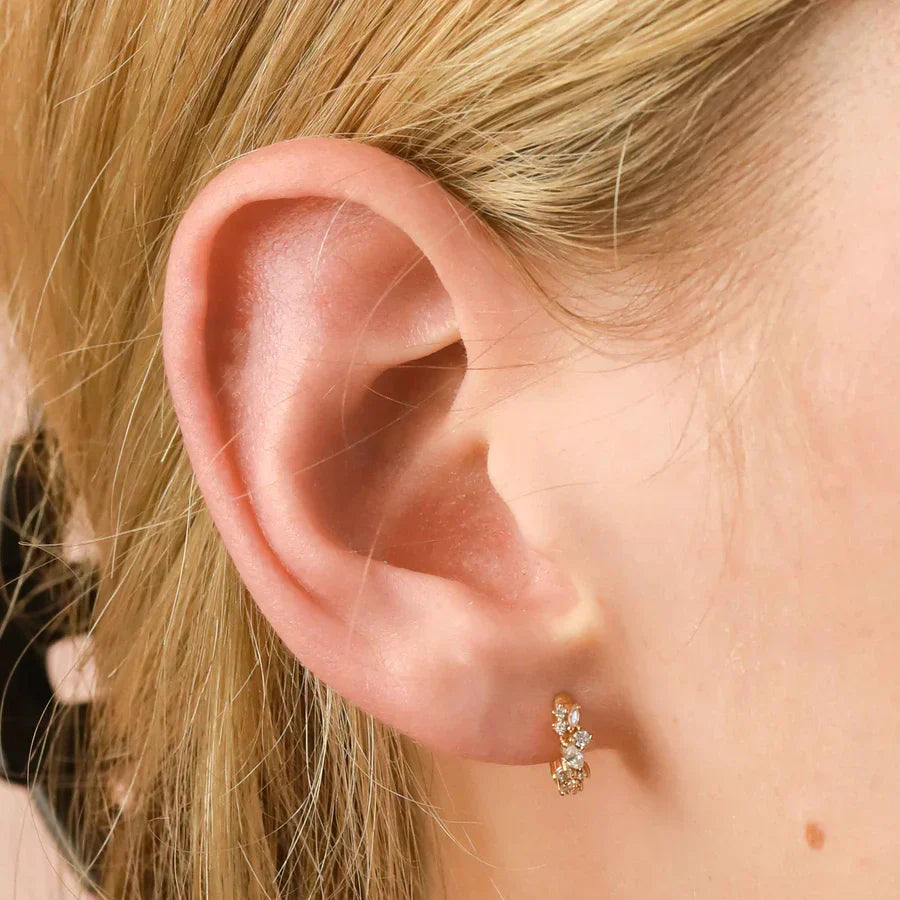 Pendientes Huggie Racimo de Cristal | Oro