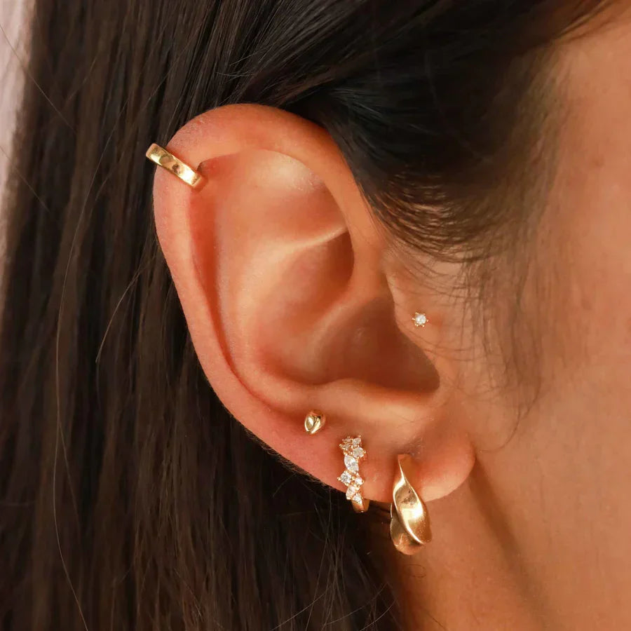 Pendientes Huggie Racimo de Cristal | Oro