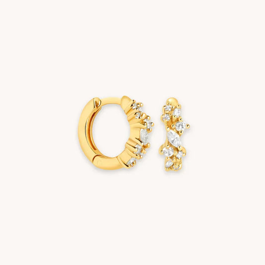 Pendientes Huggie Racimo de Cristal | Oro