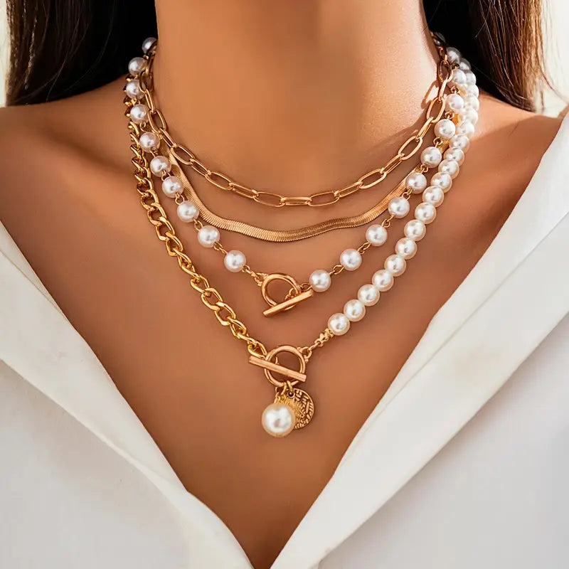 Set Collar Serpiente y Perlas Vintage | Oro