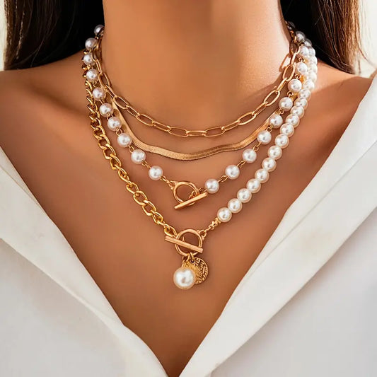 Set Collar Serpiente y Perlas Vintage | Oro