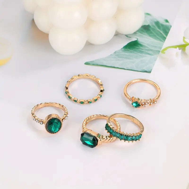 Set de Anillos Esmeralda Zarina | Oro