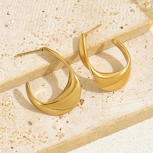 Aros Media Luna Esculpida | Oro