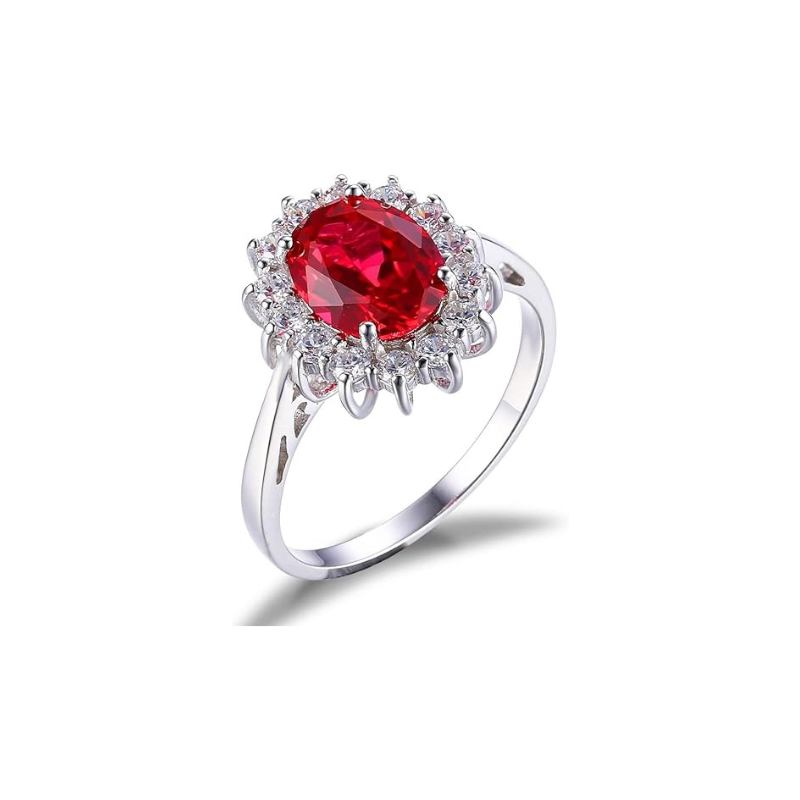 Anillo Halo Rubí Clásico | Oro Blanco