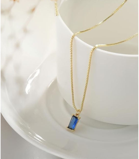 Collar Colgante Zafiro Minimalista | Oro Blanco