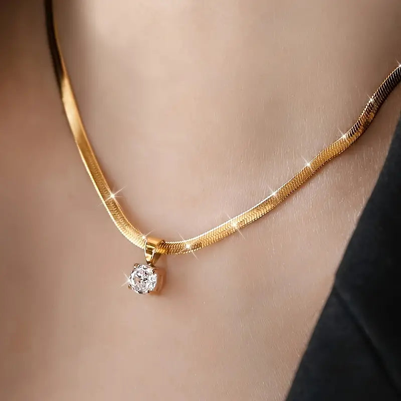 Collar Colgante Elegante con Strass | Oro