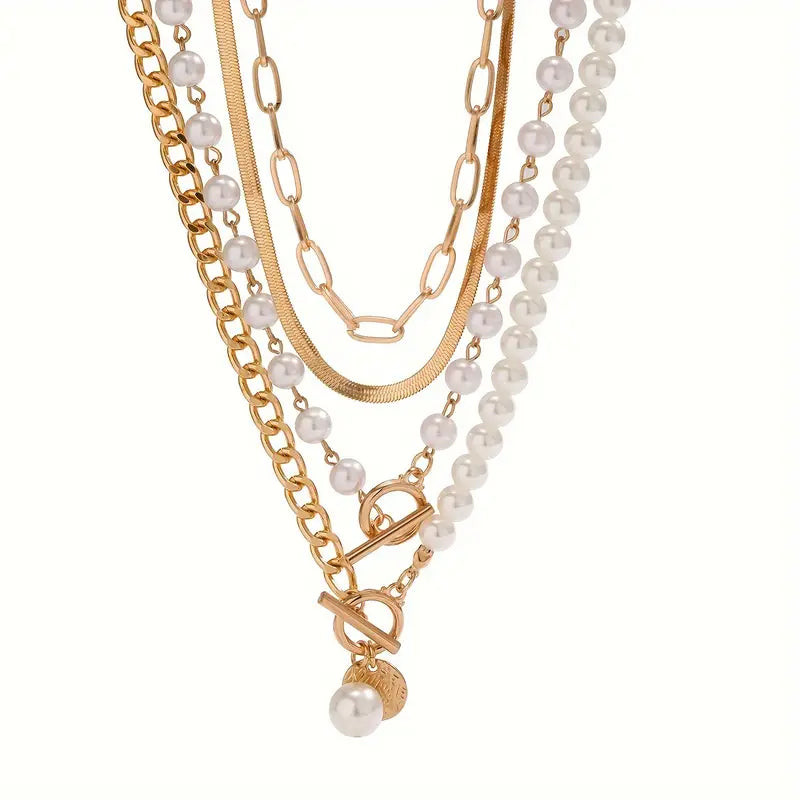 Set Collar Serpiente y Perlas Vintage | Oro