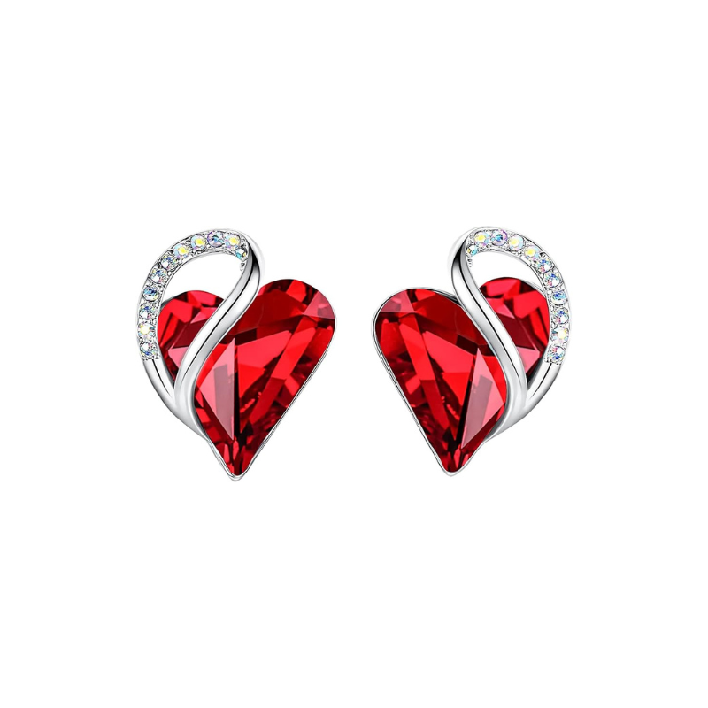Pendientes Studs Rubí Corazón Infinito | Oro Blanco