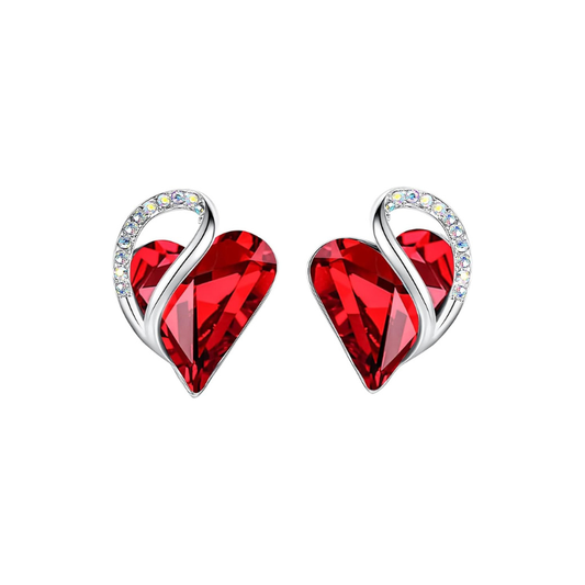Pendientes Studs Rubí Corazón Infinito | Oro Blanco